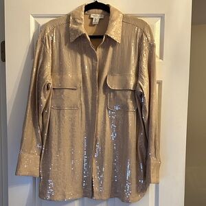 Rachel Zoe Beige Sequin Shirt